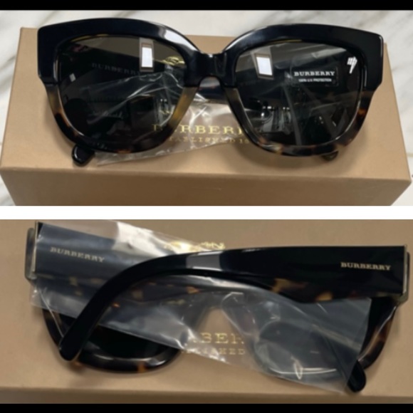 BURBERRY CLASSIC SQUARE SHAPE WITH A BLACK ON TOP OF HAVANA SUNGLASSES - Picture 16 of 16